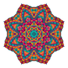 Abstract festive colorful floral vector mandala ethnic tribal pattern