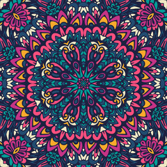 Abstract festive colorful mandala vector ethnic tribal pattern