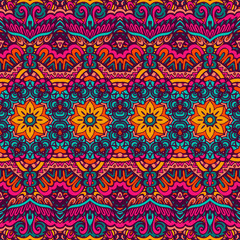 Colorful Tribal Ethnic Festive Abstract Floral Vector Pattern