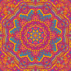 Abstract festive colorful mandala vector ethnic tribal pattern