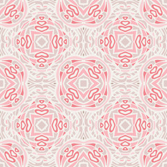 Seamless vector pattern illustration in traditional style. Cute pink vintage surface pattern
