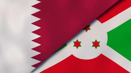 The flags of Qatar and Burundi. News, reportage, business background. 3d illustration