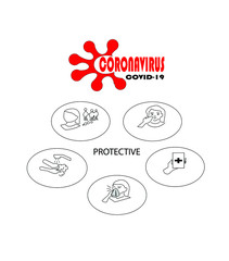 Illustration of coronavirus covid 19 measures like washing hand