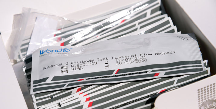 Original Unused Test For Desease COVID-19 Caused By Severe Acute Respiratory Syndrome Coronavirus 2 (SARS-CoV-2). Antibody Test (Lateral Flow Method) For In Vitro Diagnostic Use Only