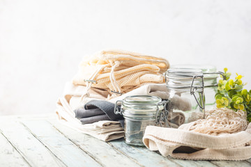 Plastic free products, eco sustainable living and Zero waste concept