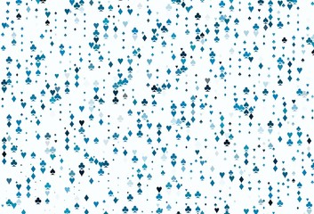 Light BLUE vector background with cards signs.