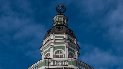 The upper tiers of the Kunstkamera tower in St. Petersburg