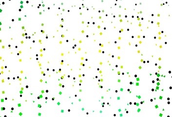Light Green, Yellow vector template with crystals, circles, squares.