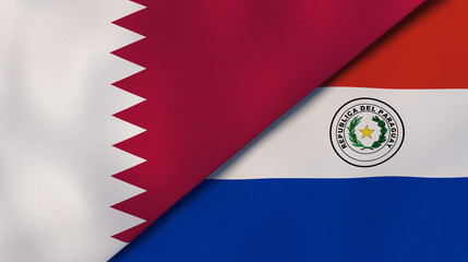 Obraz premium The flags of Qatar and Paraguay. News, reportage, business background. 3d illustration