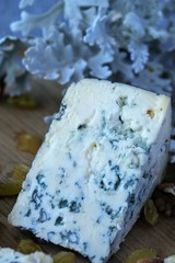 blue cheese on a wooden board