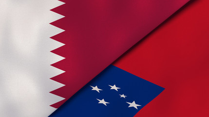 The flags of Qatar and Samoa. News, reportage, business background. 3d illustration