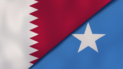 The flags of Qatar and Somalia. News, reportage, business background. 3d illustration