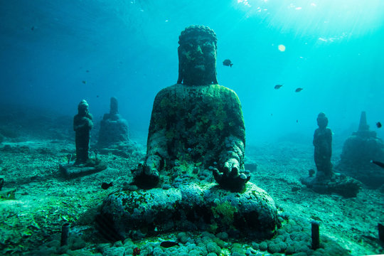 Buddha statue undersea