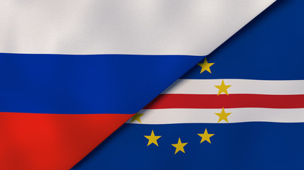 The flags of Russia and Cape Verde. News, reportage, business background. 3d illustration