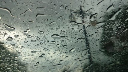 Fototapeta premium Droplets on glass in a rainy weather