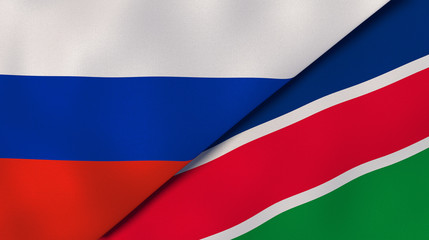 The flags of Russia and Namibia. News, reportage, business background. 3d illustration