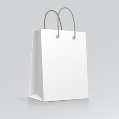 Shopping isolated bag mock on grey background. Vector flat cartoon graphic design illustration