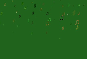 Light Green, Red vector template with musical symbols.