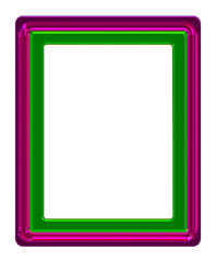 Glass photo frame 8x6 ratio in purple and green isolated on a white background