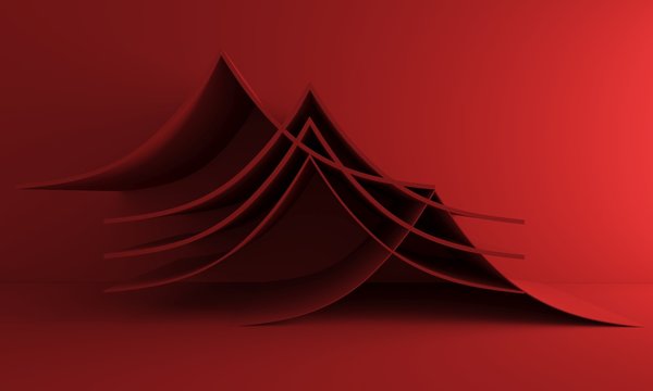 3d render of modern abstract curve form in redd background