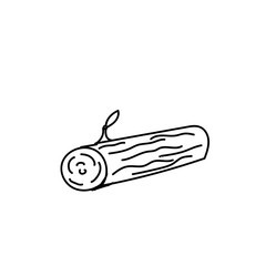 wooden log cartoon vector and illustration, hand drawn style, isolated on white background.