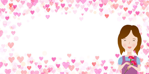 母の日　カーネーション　ハート　背景