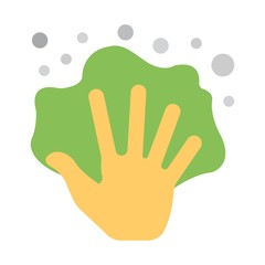 Hand holding a cloth wiping a surface icon. Cleaning sign. Flat icon illustration for modern health protection concept.