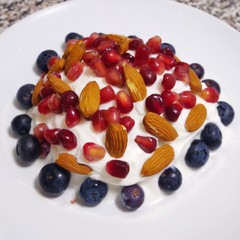 Dessert - Yogurt with Blueberries, Almond and Pomegranate