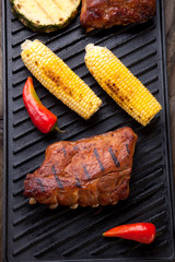 Grilled Pork Ribs On Griddle