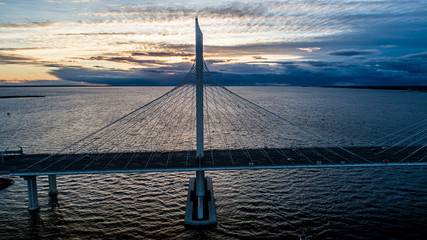 backdrop, background, beautiful, blue, bridge, bridge span, bridge work, cable stayed bridge, cable-stayed, cars, clouds, column, construction, design, design elements, gulf of finland, guys, highway, - Powered by Adobe