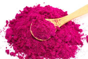 Pink Dragonfruit Powder Isolated on a White Background