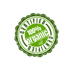 Certified organic label or sticker for products - vector illustration