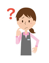 女性　受付　事務員　事務職　店員　上半身　疑問　表情　感情　ポーズ