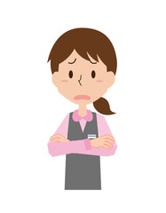 上半身　腕組み　女性　受付　事務員　事務職　店員　表情　ポーズ