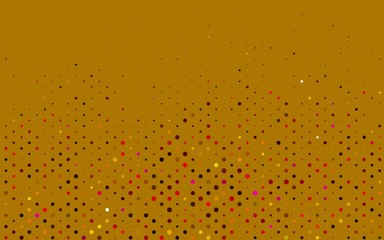 Light Pink, Yellow vector cover with spots. Beautiful colored illustration with blurred circles in nature style. Pattern of water, rain drops.