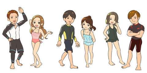 水着のカップル(ワンピースタイプ)