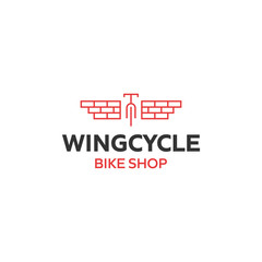 Wing Bicycle Brick Logo Design Industry Agency Business Vector