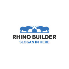 Rhino Builder Real Estate Developer  Modern Logo Design Agency Business Company Icon Vector