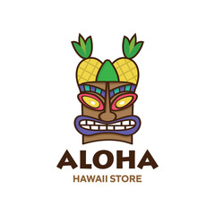 Aloha Hawaii Store Vacation Modern Logo Design Industry Icon Vector