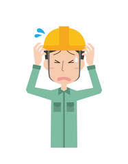 男性　作業員　作業者　上半身　困る　感情　ポーズ