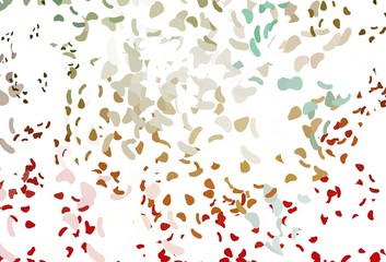 Light Green, Red vector pattern with chaotic shapes.