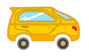 yellow cartoon car with white background