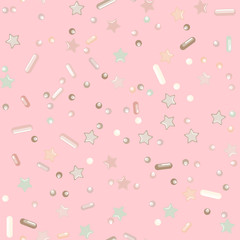 Sprinkle Cupcake Donut Topping. Seamless Pattern 