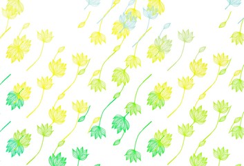 Light Green, Yellow vector sketch background.