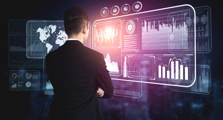 Data Analysis for Business and Finance Concept. Graphic interface showing future computer...