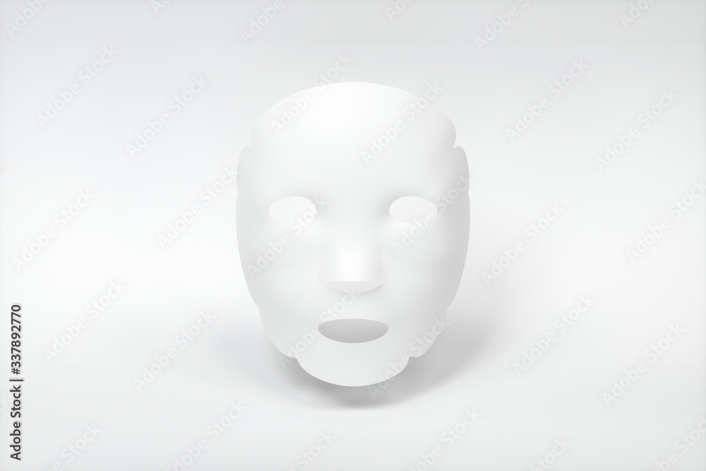 Sticker White mask, skin care concept, 3d rendering