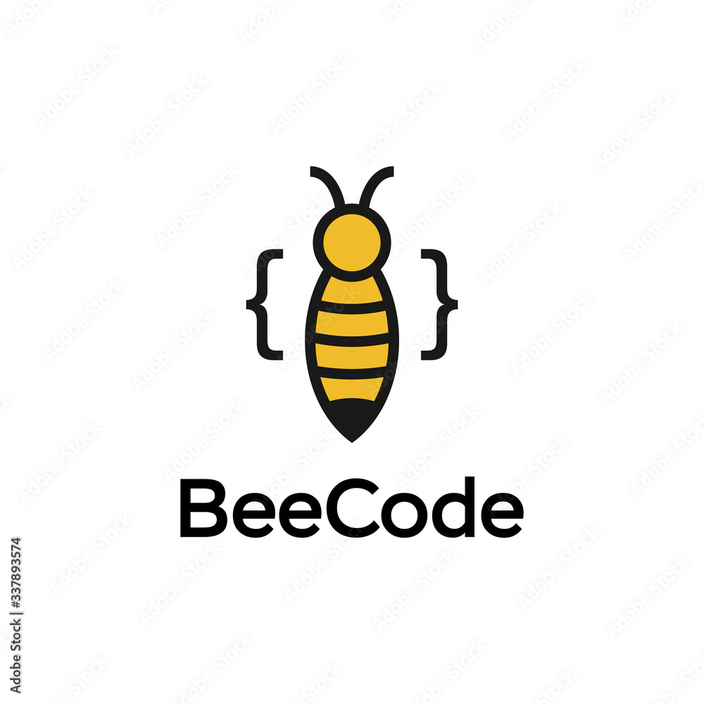 Wall mural bee code honey coding modern logo design business program company