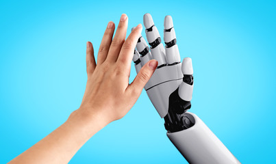 3D rendering artificial intelligence AI research of robot and cyborg development for future of...