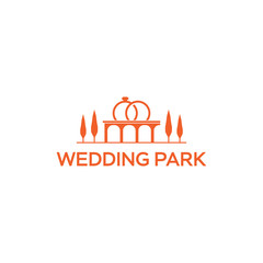 Simple Wedding Park Couple Ring Modern Logo Design Icon Vector