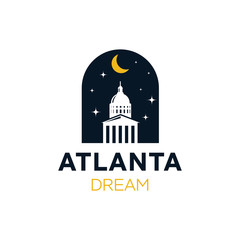 Simple Atlanta Dream Capital Moon City Historic Logo Design Icon Vector